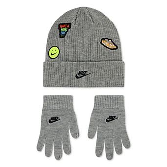 Toddlers Nike Patch Peak Beanie & Gloves Matching Set