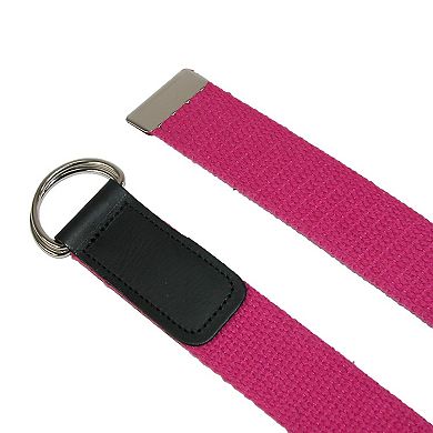 CTM Plus Size Cotton Web Belt with Double D Ring Buckle