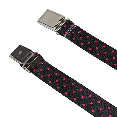 CTM Women's Plus Size No Show Buckle Stretch Belt with Polka Dots