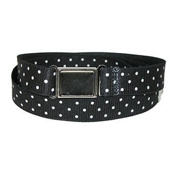 CTM Women's Plus Size No Show Buckle Stretch Belt with Polka Dots