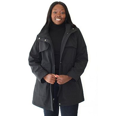 Plus Size Nine West Softshell Jacket with Hood & Zipper Pockets
