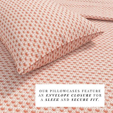 Patina Vie Pre-Washed Coastal Printed Microfiber Sheet Set with Pillowcases