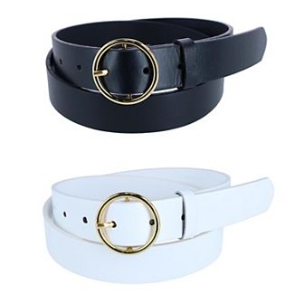 CTM Women's Thick Rounded Buckle Belt (Pack of 2)