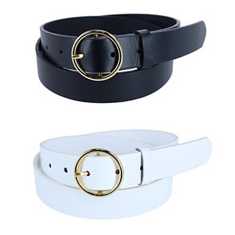 CTM Women's Thick Rounded Buckle Belt (Pack of 2)