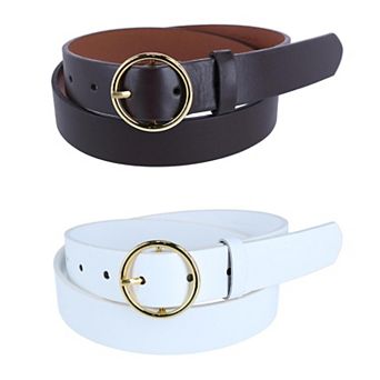 CTM Women's Thick Rounded Buckle Belt (Pack of 2)
