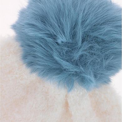 CTM Women's Two Tone Knit Winter Beanie Hat with Pom