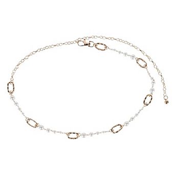CTM Women's Pearl Chain Link Belt