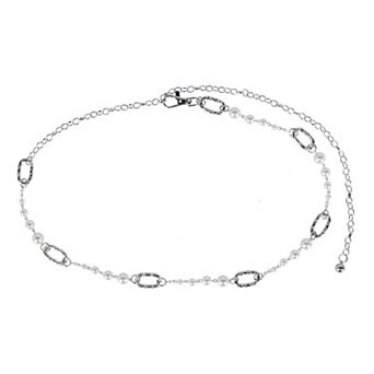 CTM Women's Pearl Chain Link Belt