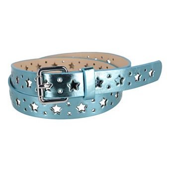 CTM Women's Metallic Star Notch Belt