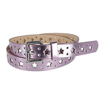 CTM Women's Metallic Star Notch Belt
