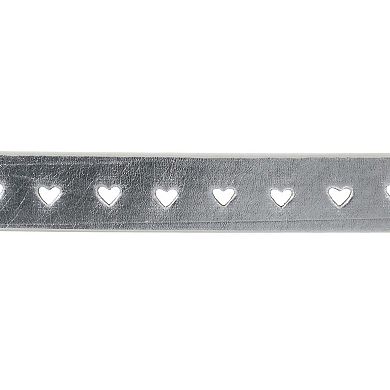 CTM Women's Metallic Heart Punched Belt with Heart Buckle