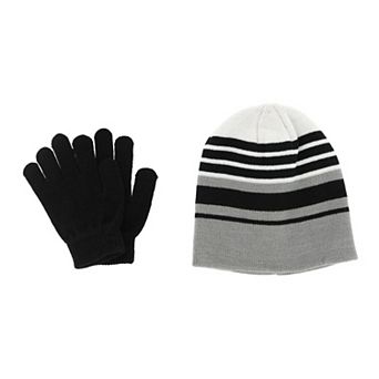 Grand Sierra Girl's 4-6x Striped 2 pc Winter Beanie and Glove Set