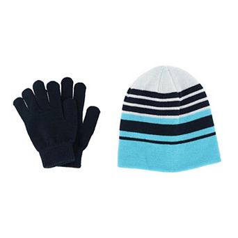 Grand Sierra Girl's 4-6x Striped 2 pc Winter Beanie and Glove Set