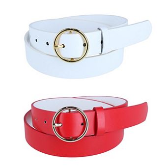 CTM Women's Thick Rounded Buckle Belt (Pack of 2)