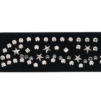 CTM Women's Star Sequin Faux Suede Belt