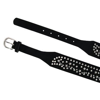 CTM Women's Star Sequin Faux Suede Belt