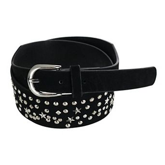 CTM Women's Star Sequin Faux Suede Belt