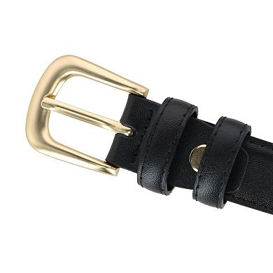 CTM Women's Leather Adjustable Belt with Statement Buckle