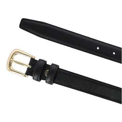 CTM Women's Leather Adjustable Belt with Statement Buckle