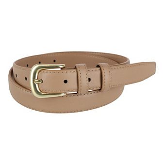 CTM Women's Leather Adjustable Belt with Statement Buckle