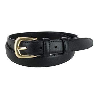 CTM Women's Leather Adjustable Belt with Statement Buckle