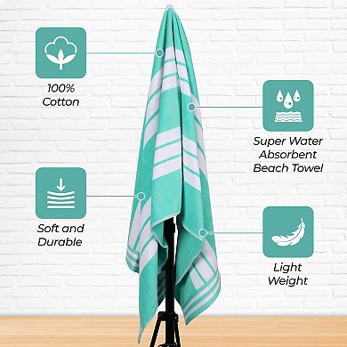 SUPERIOR Cabana Stripe Oversized Cotton 4-Piece Beach Towel Set