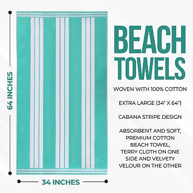 SUPERIOR Cabana Stripe Oversized Cotton 4-Piece Beach Towel Set