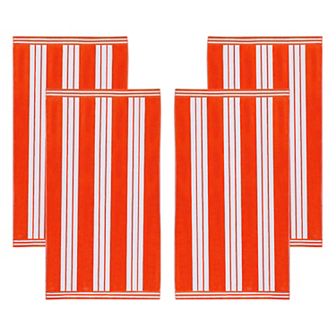 SUPERIOR Cabana Stripe Oversized Cotton 4 pc Beach Towel Set