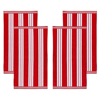 SUPERIOR Cabana Stripe Oversized Cotton 4 pc Beach Towel Set