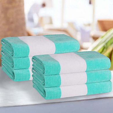 SUPERIOR 6-Pack Cabana Stripe Oversized Cotton Beach Towels