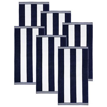 SUPERIOR 6-Pack Cabana Stripe Oversized Cotton Beach Towels