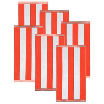 SUPERIOR 6-Pack Cabana Stripe Oversized Cotton Beach Towels