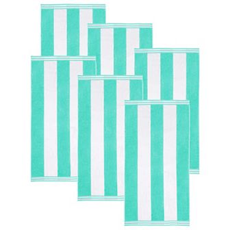 SUPERIOR 6-Pack Cabana Stripe Oversized Cotton Beach Towels