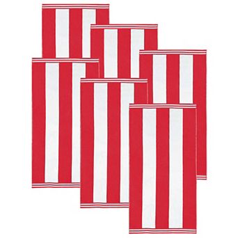 SUPERIOR 6-Pack Cabana Stripe Oversized Cotton Beach Towels