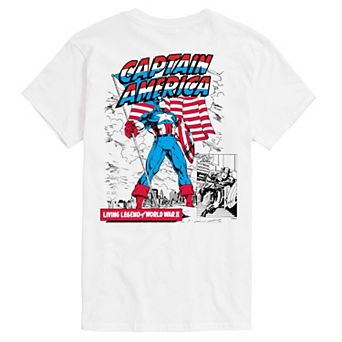 Big & Tall Captain America Flag Comic Retro Graphic Tee