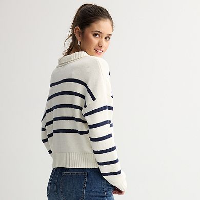 Juniors' SO® Notch Neck Pullover Sweater