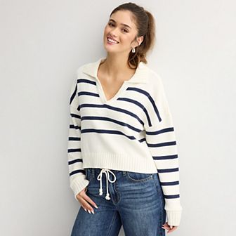 Juniors' SO® Notch Neck Pullover Sweater