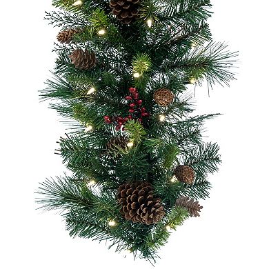 Vickerman 9-ft. Artificial Cibola Mixed Berry Garland with Warm White LED Lights