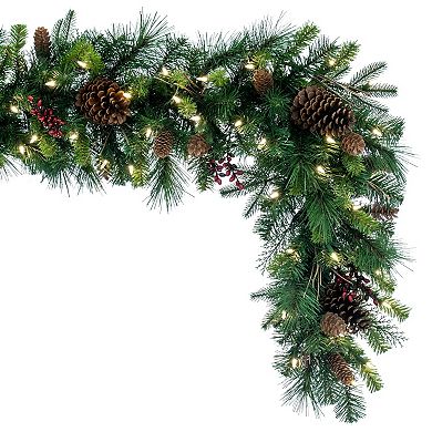 Vickerman 9-ft. Artificial Cibola Mixed Berry Garland with Warm White LED Lights