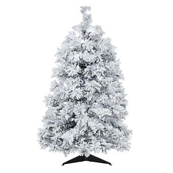 Vickerman 36 in Artificial Flocked Alaskan Pine Christmas Tree with Warm White LED Lights