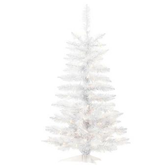 Vickerman Artificial Sparkle White Spruce Christmas Tree with Warm White LED Lights - 3.5-ft.