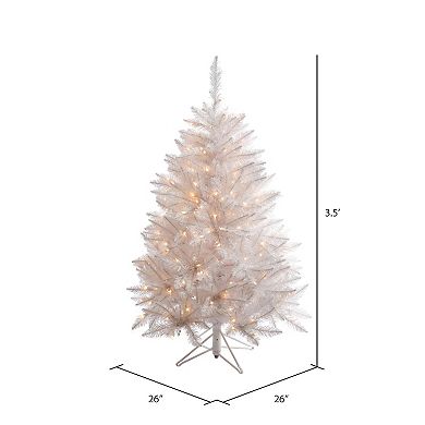 Vickerman Artificial Sparkle White Spruce Christmas Tree with Warm White LED Lights - 3.5-ft.