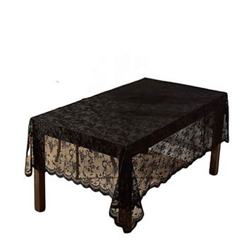 HLC.ME Harper Floral Lace Fabric Tablecloth, Wrinkle Resistant Lace Fabric Table Cloth Rectangle