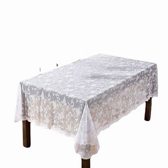 HLC.ME Harper Floral Lace Fabric Tablecloth, Wrinkle Resistant Lace Fabric Table Cloth Rectangle