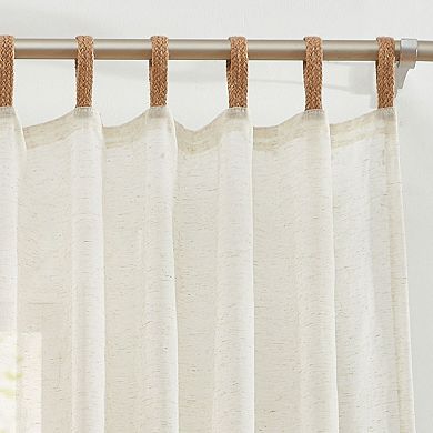 HLC.ME Lena Burlap Flax Linen Semi Sheer Light Filtering Window Tab Top Thick Curtains Panels, Pair