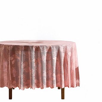 HLC.ME Butterfly Patterned Floral Lace Fabric Tablecloth, Wrinkle Resistant Table Cloth Round Tables