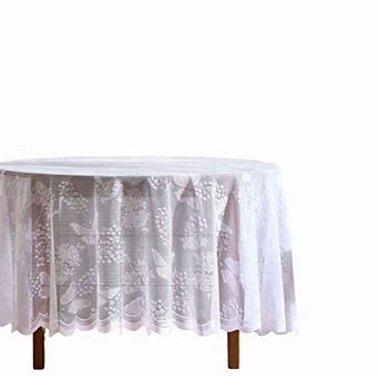 HLC.ME Butterfly Patterned Floral Lace Fabric Tablecloth, Wrinkle Resistant Table Cloth Round Tables