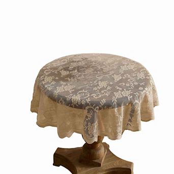 HLC.ME Harper Floral Lace Fabric Tablecloth, Table Cloth Round Tables, Wrinkle Resistant, Patterned
