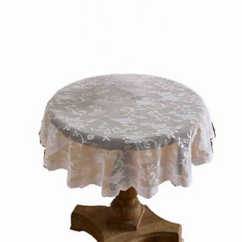 HLC.ME Harper Floral Lace Fabric Tablecloth, Table Cloth Round Tables, Wrinkle Resistant, Patterned