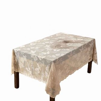 HLC.ME Butterfly Patterned Floral Lace Fabric Tablecloth, Wrinkle Resistant Table Cloth Rectangle